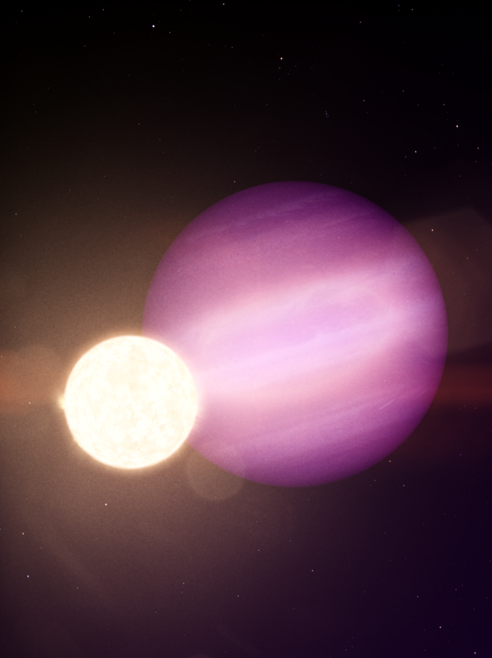 WD 1856 b, a potential Jupiter-size planet, orbits its much smaller host star, a dim white dwarf.