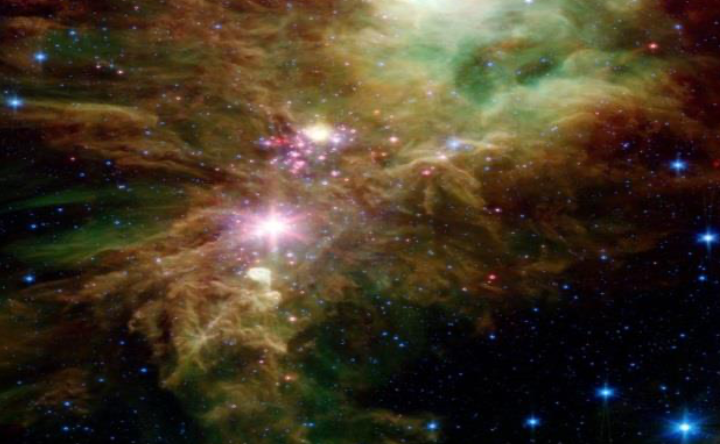 Section of Christmas Tree Cluster Image credits: NASA/JPL-Caltech/ P.S.Teixeira (Center for Astrophysics)