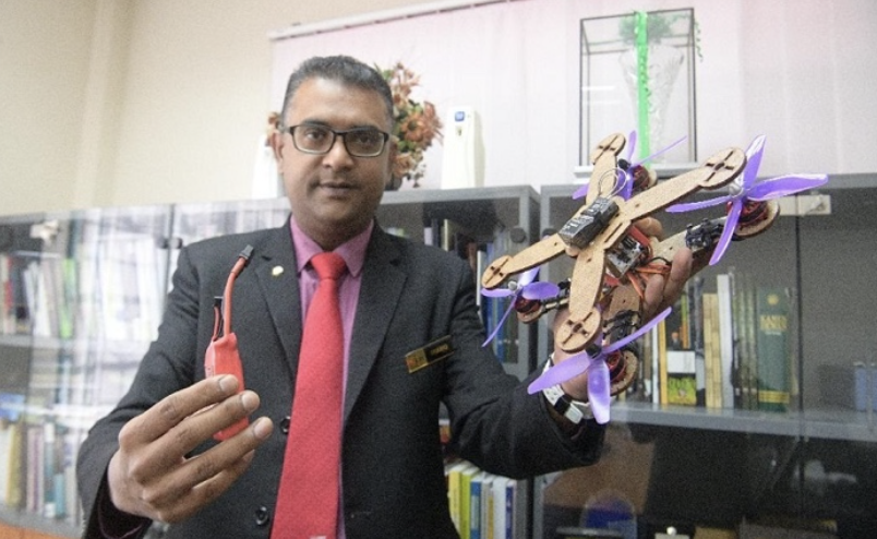 Prof Thariq with his drone Image credit: Putra University