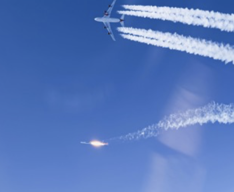 An image of the airplane flying Image credit: Virgin Orbit