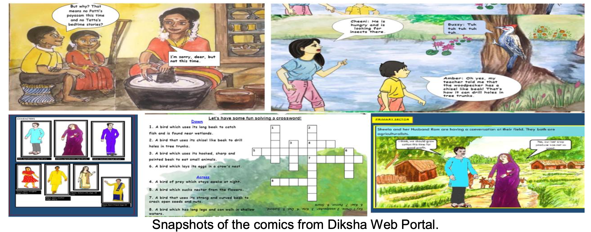 Snapshots of the comics from Diksha Web Portal.