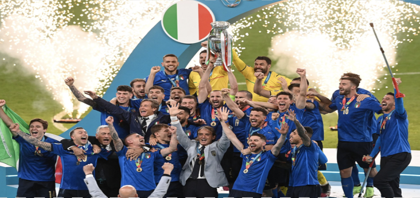 Italy celebrating after winning EURO2020 Image Credit: Twitter@Euro2020