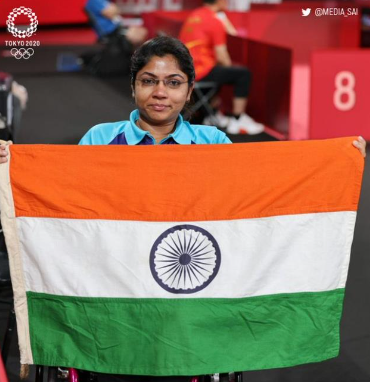 Bhavinaben Patel at Tokyo Paralympics. Image Credit: MyGovIndia (Twitter)