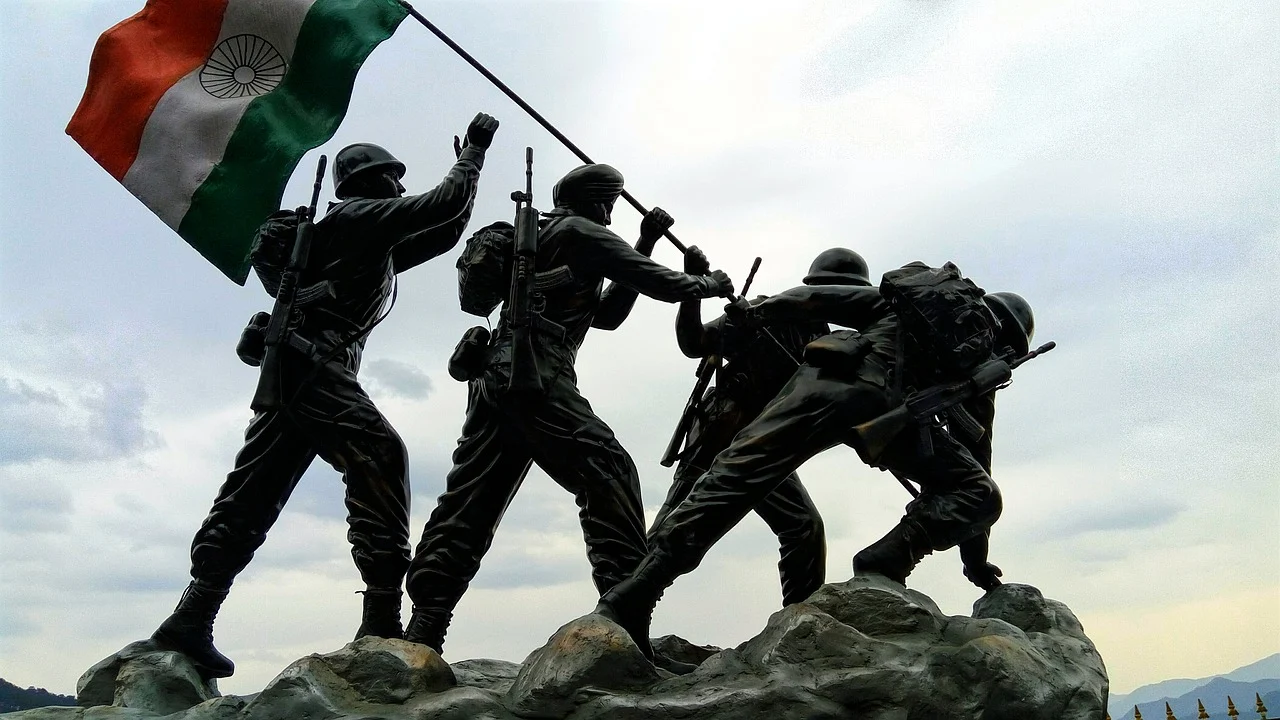 Indian Soldiers and flag