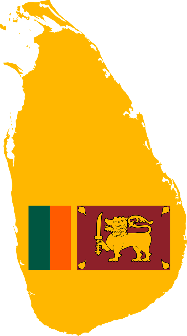 Sri Lanka map and flag